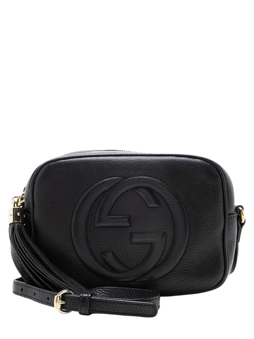 Gucci Black Pebbled Leather Crossbody with Tassel